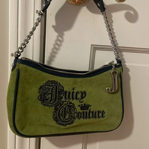 💙💚Y2K Juicy Couture Green and Navy Shoulder Bag with Original Dust Bag💙💚 - Picture 7 of 16